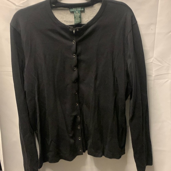 Ralph Lauren front snap black sweat jacket - Picture 1 of 3